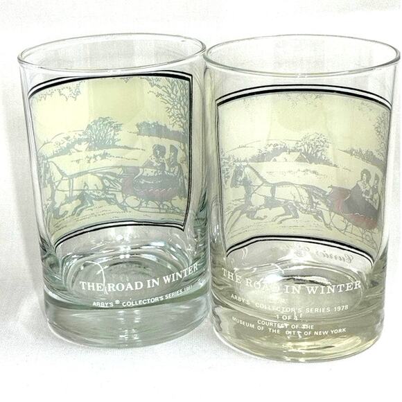 Double Old Fashioned Currier & Ives "The Road In The Winter" Glass - Picture 2 of 6